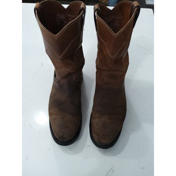 Justin's men's size 8 conductor boots. 10-in Steel toe made in USA. Used - Picture 1 of 9